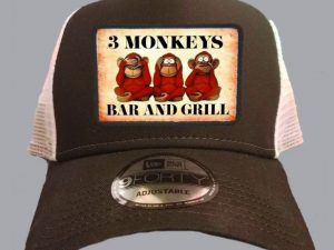3 Monkeys Bar & Grill Cap in Black & White