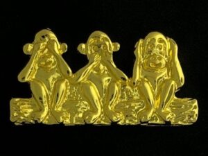Three Wise Monkeys Cast Lapel Pin