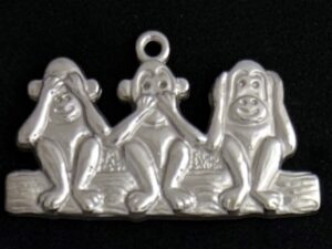 Three Wise Monkeys Pendant in Silver Plating