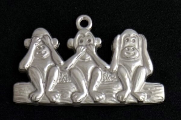 Three Wise Monkeys Pendant in Silver Plating