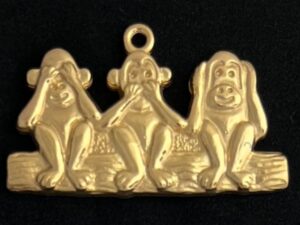 Three Wise Monkeys Pendant in Gold Plating