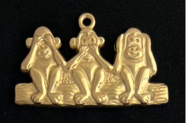 Three Wise Monkeys Pendant in Gold Plating