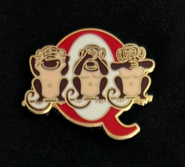 Three Wise Monkeys with Q Lapel Pin