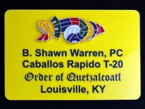 Quetzalcoatl Name Badge Yellow Enameled Emblem