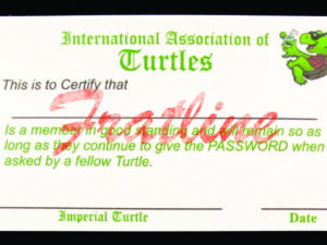 Order of Turtles Membership / Initiation Card (Pack of 25 Cards)