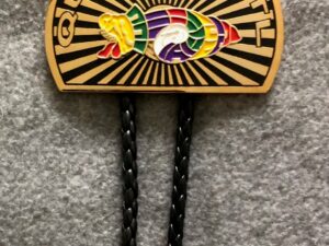 Q Fan Bolo Tie in Gold and Black