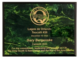 Order of Quetzalcoatl Customized Past Camaxtli Plaque (Style 2)